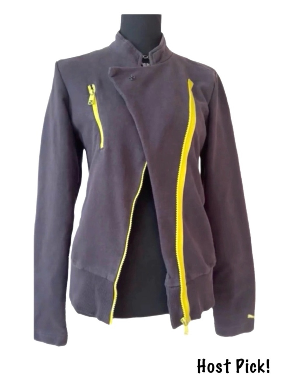 PUMA ~ Women’s Long Sleeve Bold Yellow Zipper Cotton Sweat Shirt Size M